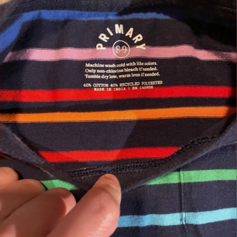 Primary 8-9Y Long Sleeve Shirt Bundle Purple Rainbow Stripe - Picture 6 of 12